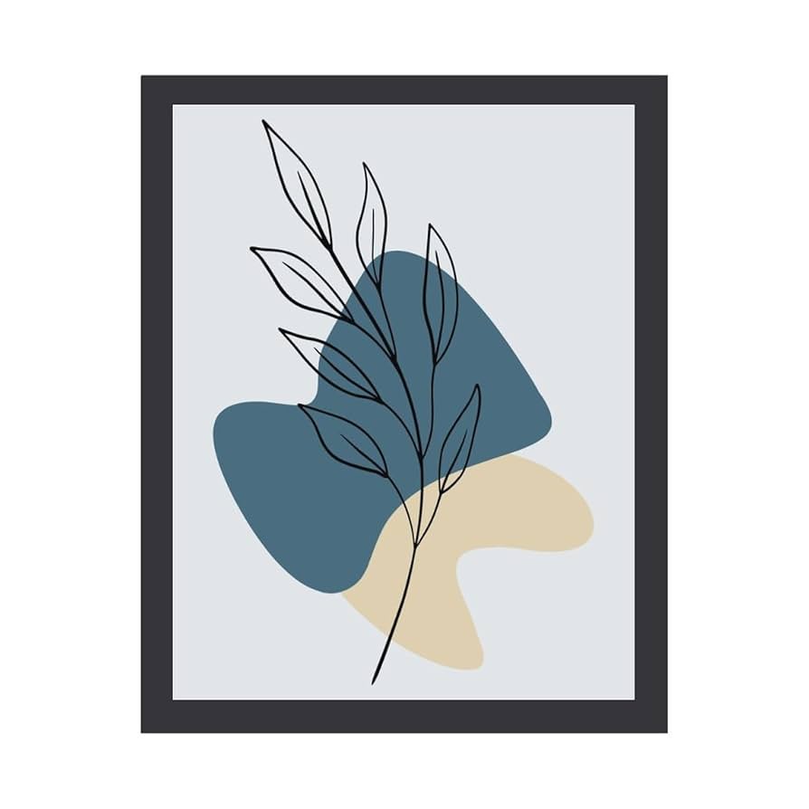 Amazon.co.jp: 青と茶色の枝のデザイン 絵画 絵 シンプルな